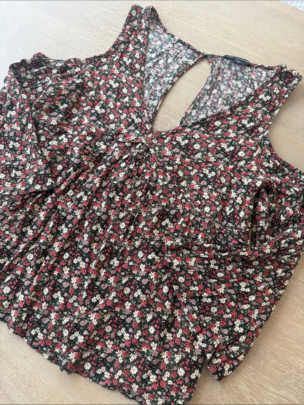 AEO Floral Open Shoulder Blouse | L